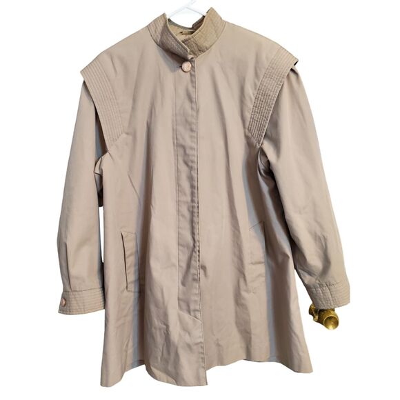 1980s Fleetstreet Size 14 Khaki Trench Coat Women’s Tan Vintage Jacket Classic - Picture 2 of 10